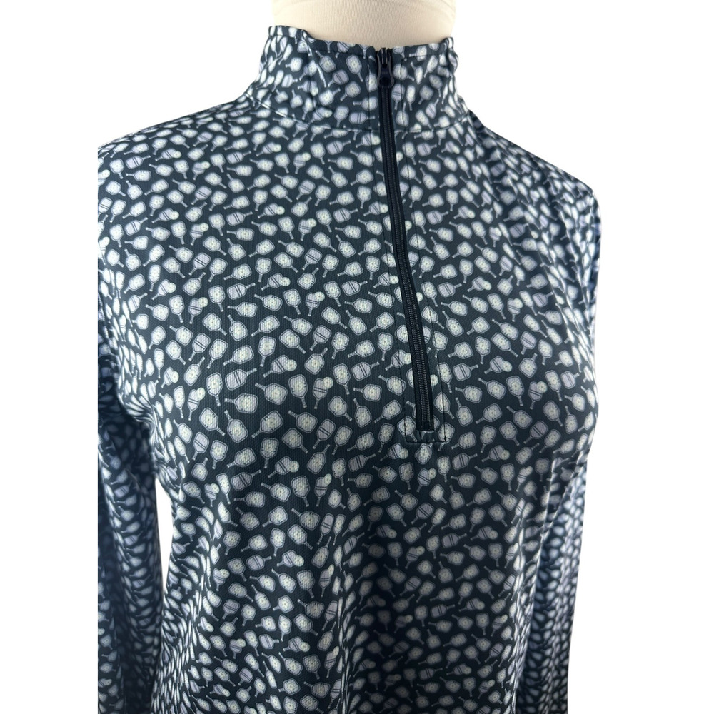 NWT Straight Down Dink Pickleball Print Golf LS Navy Quarter Zip Women's Size XL - Picture 4 of 11